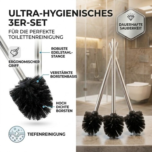 3er set bürste edelstahl - wc,